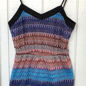 Topshop Women Small Crochet Knit Romper Red Blue